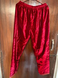 Elegant Red Velvet Kurta with Intricate Embroidery