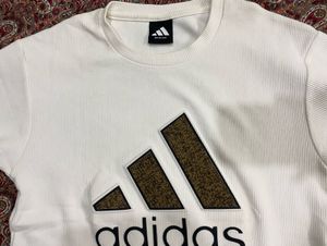 Adidas White Ribbed Logo T-Shirt