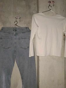 combo of jeans &amp; white top