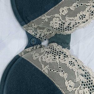Lace❤️ Trimmed Teal Bra