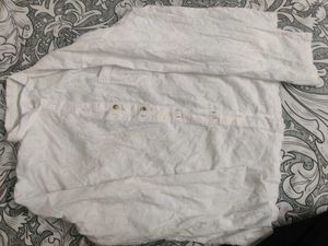White Textured Button-Up Shirt
