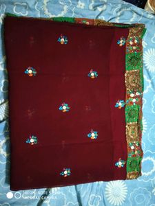 FESTIVAL DISCOUNT UNIQUE Design Hand Embroidered Georgette Saree