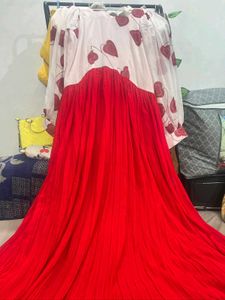 Red &amp; White Heart Print Dress