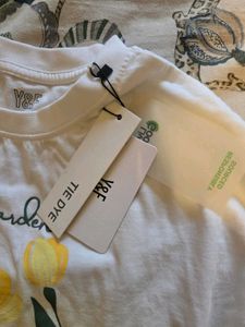 Baddie tulip croped  Yellow Floral T-Shirt