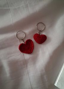 Red Heart Crochet Keychains (Set of 2)