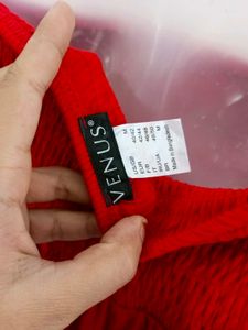 Red Smocked Bandeau Top
