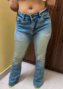 Blue Wash Flare boyfriend Jeans