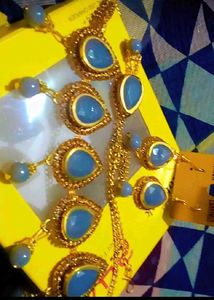 Blue Stone Necklace and Earring Set