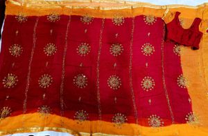 🇳🇿💫🎀 Y2K Elegant Red Embroidered Saree