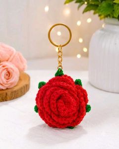 Pack of 2 Crochet Rose Keychains