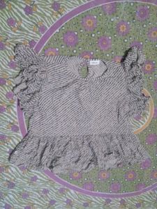 Cute Ruffled Striped Tunic Top