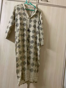 Beige Printed Kurta