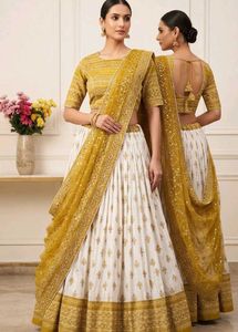 Elegant White & Gold Lehenga Set