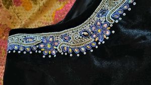 MAGGAM WORK  Black Velvet Blouse