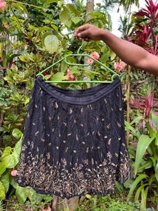 Black Floral Print Mini Skirt