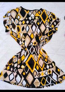 Retro Geometric Print Tunic Top