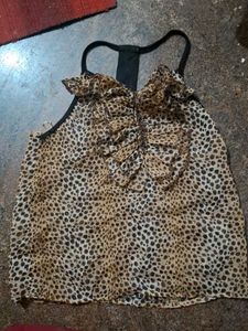 Chic Leopard Print Ruffle Tank Top