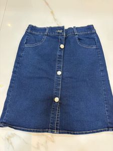 Denim Skirt Button-Front