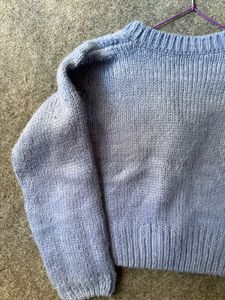 Blue Knit Cardigan Sweater