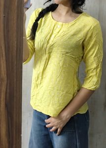 Vibrant Yellow Printed Kurta