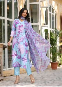 Floral Print Kurta Set with Dupatta