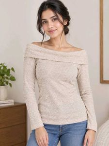 Off Shoulder Textured Top- brand new