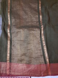 Olive Green Soft Cotton Saree