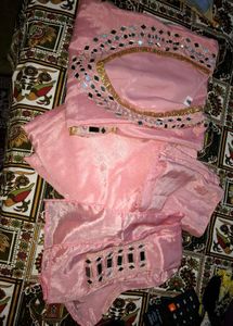 Pink Mirror Work Kurta with Palazzo Pants