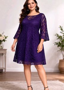 Elegant Purple Lace Dress