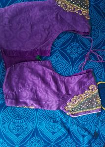 Heavy Purple &amp; Green Embroidered Saree