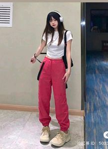 Pink Cargo Pants with Suspenders