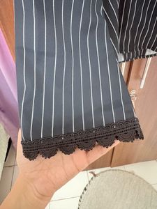 Pinstripe Lace Trim Blouse