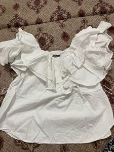 White Ruffled Off-Shoulder Top