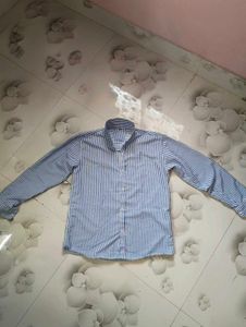 Blue Striped Button-Up Shirt