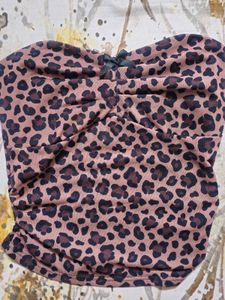 Savana Brown Leopard Print Bow Tube Top 🐆🎀