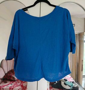 V-Neck Blue Casual Top