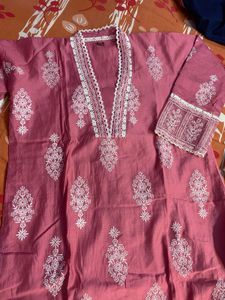 New  Pink white Lace Kurta set