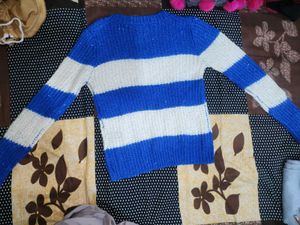 Striped Blue &amp; White Knit Sweater