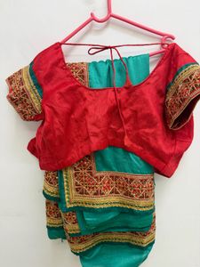 partywear Beautiful Teal Saree with Deer Motif