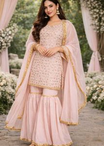 Elegant Pink Gharara set..!!
