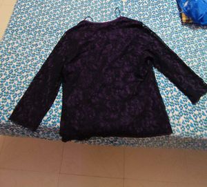 Elegant Purple Lace  Sleeve Top