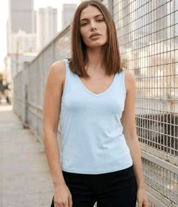 Light Blue V-Neck Tank Top
