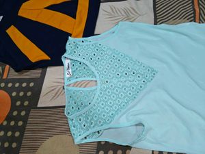 Light Blue Tunic Top and crop t shirt free