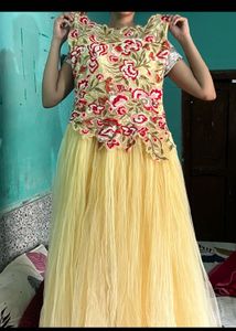 Embroidered Yellow Ethnic Gown
