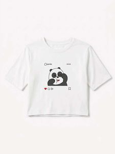 Cute Panda Graphic Crop T-Shirt