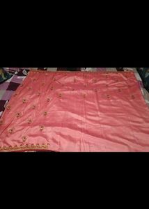 New Elegant Pink Embroidered Saree with blo