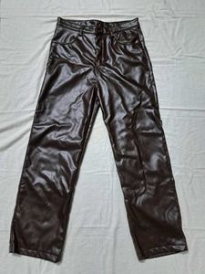 Faux Leather Brown Pants