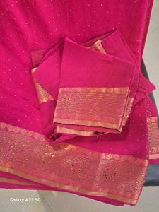 Elegant Pink Embellished Saree