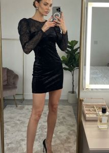 Elegant Black Velvet Lace Dress