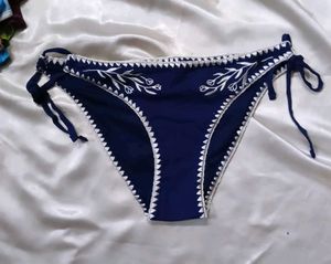 Navy Embroidered Bikini panty